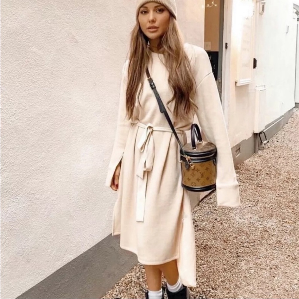 Zara Soft Feel Belted Combination Dress